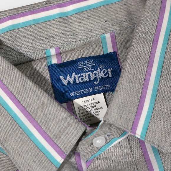 New NWT Wrangler Western Shirt Men’s XXL Pearl Snap Rodeo Line Dancing Striped - Picture 6 of 10